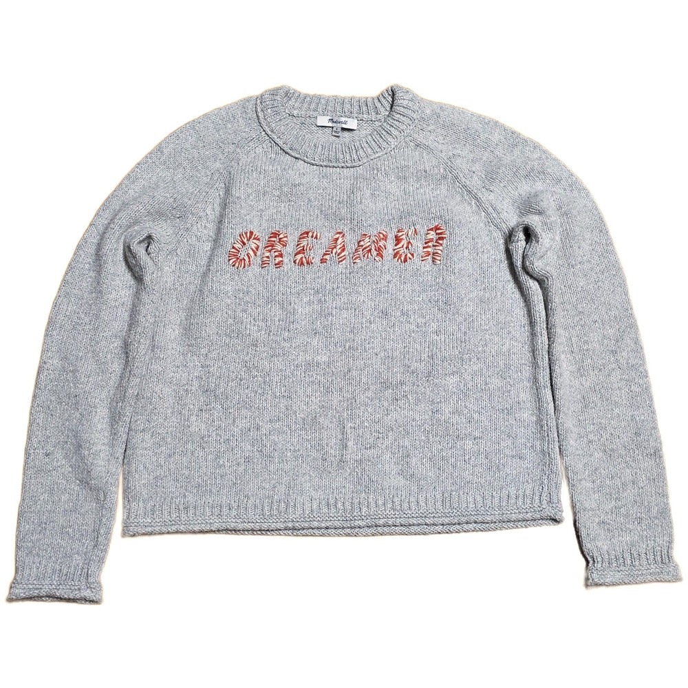 Madewell Womens Crewneck Sweater Women's Size S Grey Dreamer Graphic Knit Alpaca